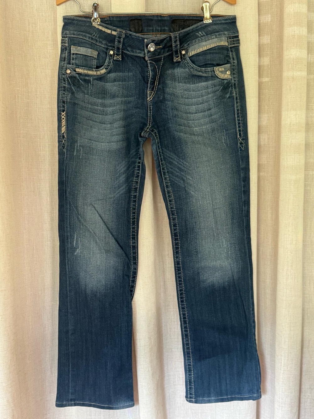 PROJECT Y2K Embellished Distressed Boot Cut Jeans Size 11